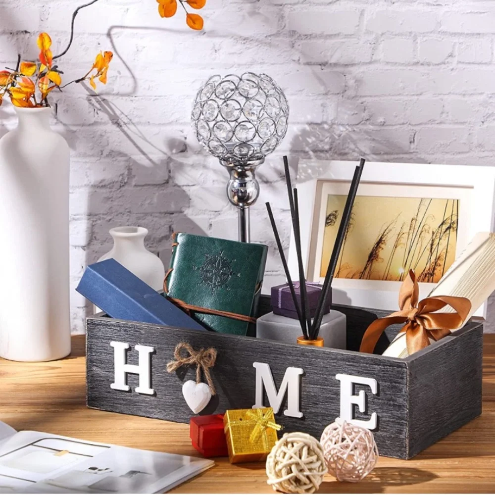 Toilet Paper Storage Box Bathroom Wood Tank with Home Sign Rustic